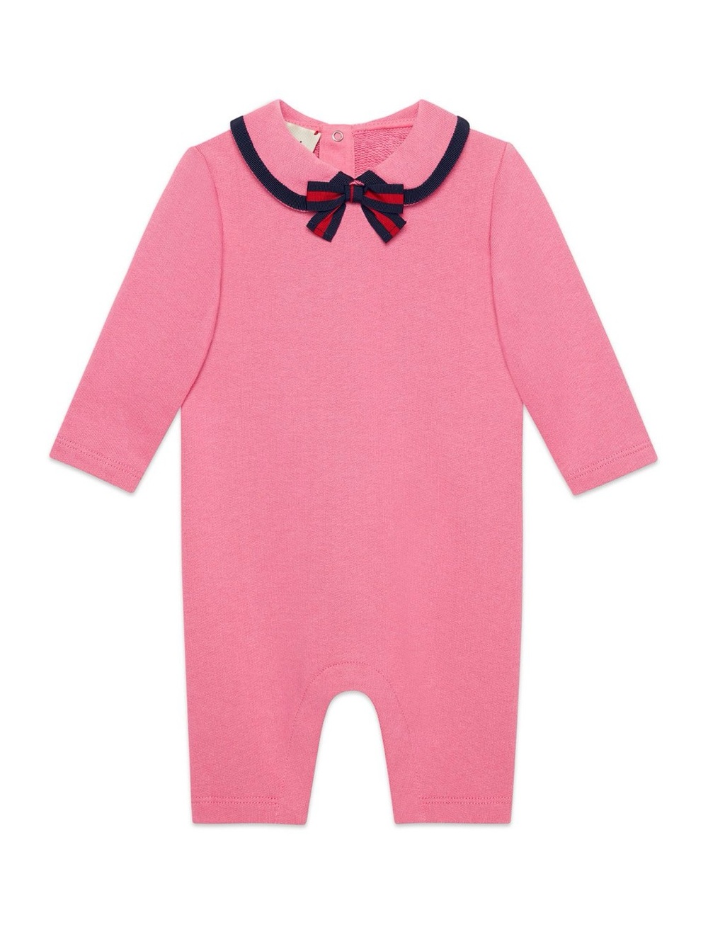 Gucci Pink Bubble Collar Baby One-Piece with Navy Bow